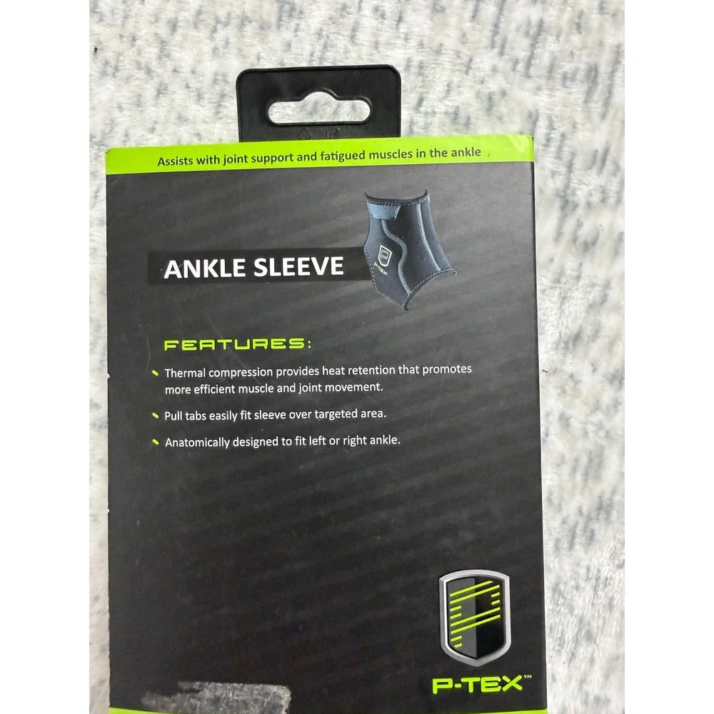 P-TEX Ankle Sleeve Medium Black Gray‎ Thermal Compression Support Ankle